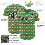 Custom Green Black-White Cinco de Mayo Tribal Floral Mexican Folk Art Authentic Baseball Jersey