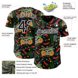 Custom Black-White Cinco de Mayo Sugar Skull Mexican Fiesta Cactus Authentic Baseball Jersey