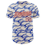 Custom Cream Blue-Red Japanese Wave Authentic Baseball Jersey