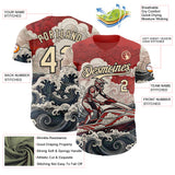 Custom Red Cream-Black Japanese Wave Jet Ski Authentic Baseball Jersey