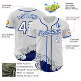 Custom White-Royal Japanese Wave Authentic Baseball Jersey