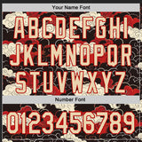 Custom Black City Cream-Red Japanese Wave Authentic Baseball Jersey