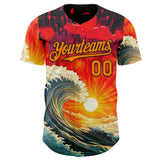 Custom Red Bay Orange-Black Japanese Wave Authentic Baseball Jersey