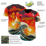 Custom Red Bay Orange-Black Japanese Wave Authentic Baseball Jersey