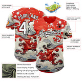 Custom Red White-Black Japanese Wave Authentic Baseball Jersey