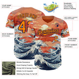 Custom Bay Orange-Navy Japanese Wave Authentic Baseball Jersey