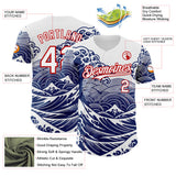 Custom White-Red Japanese Wave Authentic Baseball Jersey
