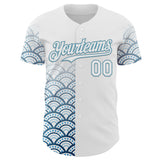 Custom White-Shadow Blue Japanese Wave Authentic Baseball Jersey