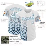 Custom White-Shadow Blue Japanese Wave Authentic Baseball Jersey