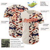 Custom Cream-Red Japanese Wave Authentic Baseball Jersey