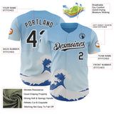 Custom Blue Black-White Japanese Wave Authentic Baseball Jersey