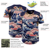 Custom Blue Navy-White Japanese Pastel Wave Authentic Baseball Jersey
