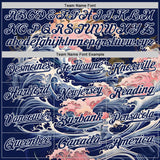 Custom Blue Navy-White Japanese Pastel Wave Authentic Baseball Jersey
