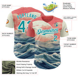 Custom Pink Teal-White Japanese Pastel Wave Authentic Baseball Jersey