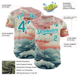 Custom Pink Teal-White Japanese Pastel Wave Authentic Baseball Jersey