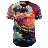Custom Red Orange-White Japanese Wave Authentic Baseball Jersey