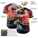 Custom Red Orange-White Japanese Wave Authentic Baseball Jersey