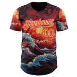 Custom Orange-White Japanese Wave Authentic Baseball Jersey