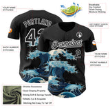 Custom Black-White Japanese Wave Authentic Baseball Jersey
