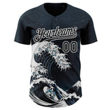 Custom Black-White Japanese Wave Authentic Baseball Jersey