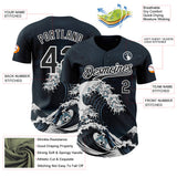 Custom Black-White Japanese Wave Authentic Baseball Jersey