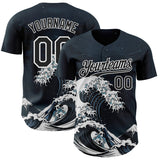 Custom Black-White Japanese Wave Authentic Baseball Jersey