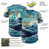 Custom Green Teal-White Japanese Wave Authentic Baseball Jersey