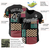 Custom Black-White Geometric Patchwork Asymmetry Authentic Baseball Jersey
