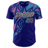 Custom Dark Purple Black-White Geometric Patchwork Asymmetry Authentic Baseball Jersey