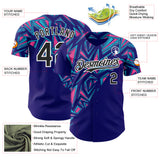 Custom Dark Purple Black-White Geometric Patchwork Asymmetry Authentic Baseball Jersey
