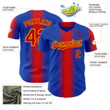 Custom Thunder Blue Red-Gold Geometric Patchwork Asymmetry Gradient Authentic Baseball Jersey