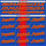 Custom Thunder Blue Red-Gold Geometric Patchwork Asymmetry Gradient Authentic Baseball Jersey