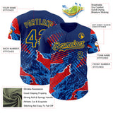 Custom US Navy Blue Red-Gold Geometric Patchwork Asymmetry Authentic Baseball Jersey