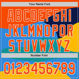 Custom Orange Blue Yellow-White Geometric Patchwork Asymmetry Wave Color Block Authentic Baseball Jersey