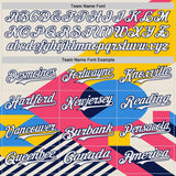 Custom Cream White Neon Pink Yellow-Navy Geometric Patchwork Asymmetry Authentic Baseball Jersey