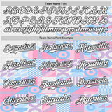 Custom White Pink Blue-Black Geometric Patchwork Asymmetry Authentic Baseball Jersey