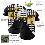 Custom White Black-Gold Geometric Patchwork Asymmetry Authentic Baseball Jersey