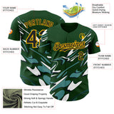 Custom Green Black-Gold Geometric Patchwork Asymmetry Fluid Swirl Authentic Baseball Jersey