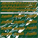 Custom Green Black-Gold Geometric Patchwork Asymmetry Fluid Swirl Authentic Baseball Jersey