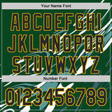 Custom Green Black-Gold Geometric Patchwork Asymmetry Fluid Swirl Authentic Baseball Jersey