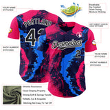 Custom Pink Black Blue-White Geometric Patchwork Asymmetry Fluid Swirl Splatter Authentic Baseball Jersey