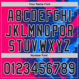 Custom Pink Black Blue-White Geometric Patchwork Asymmetry Fluid Swirl Splatter Authentic Baseball Jersey