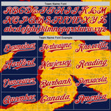 Custom Navy Red Gold-White Geometric Patchwork Asymmetry Torn Authentic Baseball Jersey