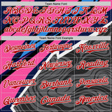 Custom Gray Red Pink Blue-White Geometric Patchwork Asymmetry Fluid Swirl Authentic Baseball Jersey