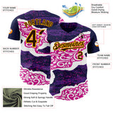Custom Purple Brown Deep Pink-Gold Geometric Patchwork Asymmetry Torn Tropical Floral Authentic Baseball Jersey