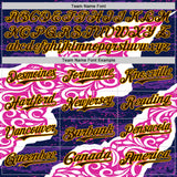 Custom Purple Brown Deep Pink-Gold Geometric Patchwork Asymmetry Torn Tropical Floral Authentic Baseball Jersey