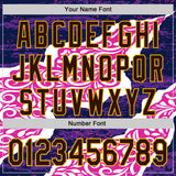 Custom Purple Brown Deep Pink-Gold Geometric Patchwork Asymmetry Torn Tropical Floral Authentic Baseball Jersey