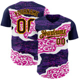 Custom Purple Brown Deep Pink-Gold Geometric Patchwork Asymmetry Torn Tropical Floral Authentic Baseball Jersey