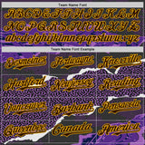 Custom Purple Brown Black-Gold Geometric Patchwork Asymmetry Torn Authentic Baseball Jersey