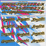 Custom White Navy Blue Hot Pink-Gold Geometric Patchwork Asymmetry Authentic Baseball Jersey